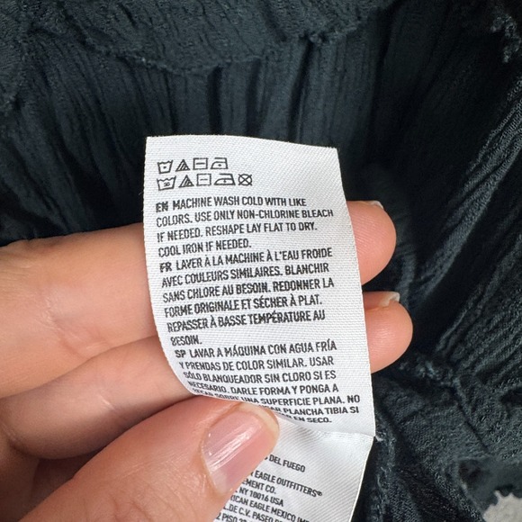 American Eagle Top Womens M Dark Green Peplum Blouse Babydoll Preppy Lace - Picture 8 of 11